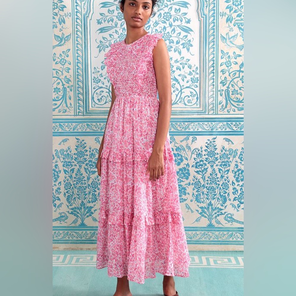 Iris Dress Banjanan- clover field white pink